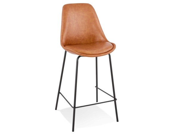 BS04990BRBL 5404028307526 Tabouret snack mi-hauteur RITUAL MINI en matière synthétique brune et pied en métal noir