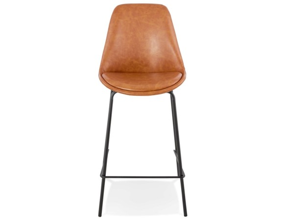 Tabouret snack mi-hauteur RITUAL MINI en matière synthétique brune et pied en métal noir