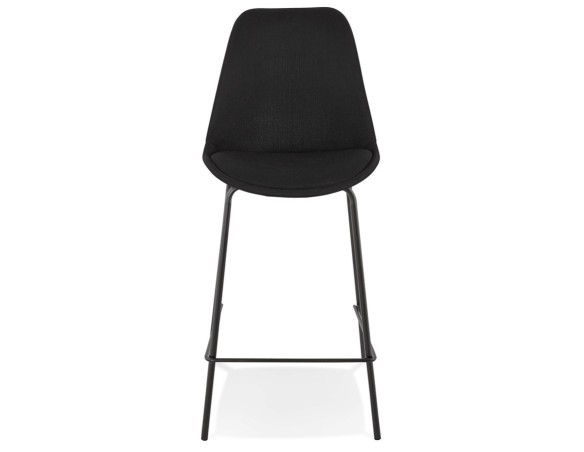 Tabouret snack mi-hauteur ALOE MINI en tissu noir avec pied en métal