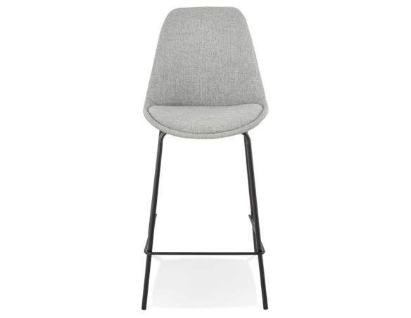 Tabouret snack mi-hauteur ALOE MINI en tissu gris avec pied en métal