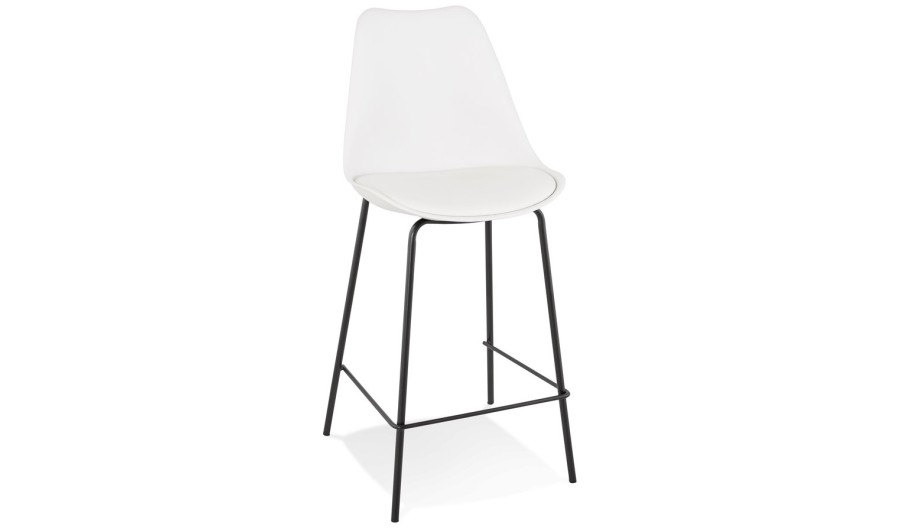 BS05020WHBL 5404028307588 Tabouret snack mi-hauteur LEMON MINI blanc avec pied en métal noir