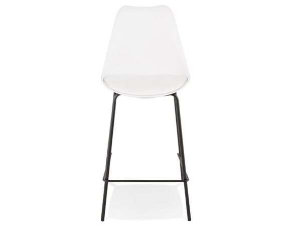 Tabouret snack mi-hauteur LEMON MINI blanc avec pied en métal noir