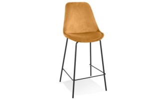 BS05660MUBL 5404028318492 Tabouret snack mi-hauteur SPARK MINI en velours moutarde et pieds en métal noir