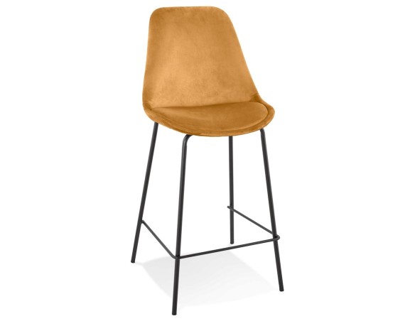 BS05660MUBL 5404028318492 Tabouret snack mi-hauteur SPARK MINI en velours moutarde et pieds en métal noir
