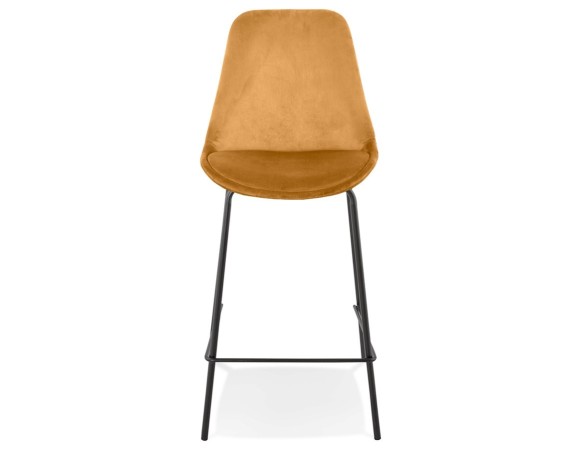 Tabouret snack mi-hauteur SPARK MINI en velours moutarde et pieds en métal noir