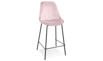 BS05680PIBL 5404028318539 Tabouret snack mi-hauteur SPARK MINI en velours rose et pieds en métal noir