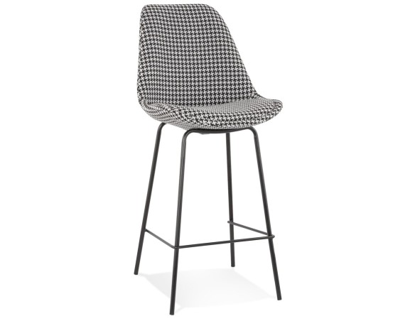 BS05700DIBL 5404028318577 Tabouret snack mi-hauteur SPARK MINI en tissu pied de poule et pieds en métal noir