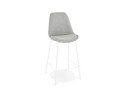 BS05890GRWH 5404028331620 Tabouret snack mi-hauteur ALOE MINI en tissu gris avec pied en métal blanc