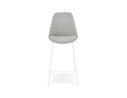 Tabouret snack mi-hauteur ALOE MINI en tissu gris avec pied en métal blanc