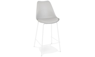 BS05900GRWH 5404028331644 Tabouret snack mi-hauteur LEMON MINI gris avec pied en métal blanc