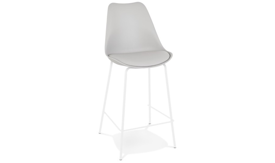 BS05900GRWH 5404028331644 Tabouret snack mi-hauteur LEMON MINI gris avec pied en métal blanc