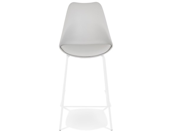 Tabouret snack mi-hauteur LEMON MINI gris avec pied en métal blanc