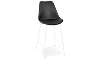 BS05910BLWH 5404028331668 Tabouret snack mi-hauteur LEMON MINI noir avec pied en métal blanc
