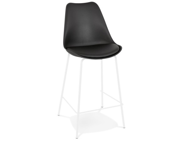 BS05910BLWH 5404028331668 Tabouret snack mi-hauteur LEMON MINI noir avec pied en métal blanc