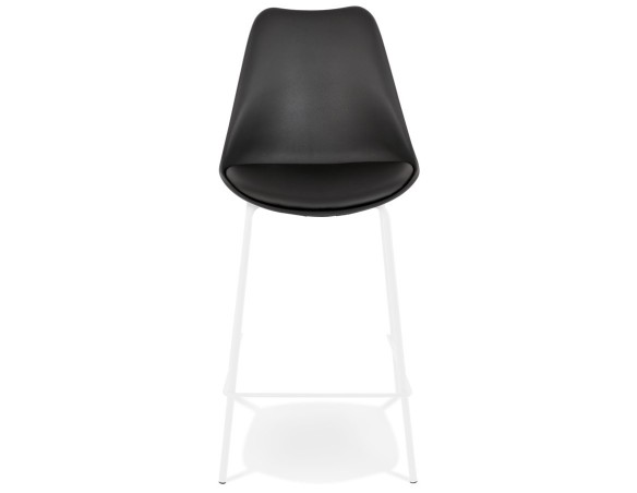 Tabouret snack mi-hauteur LEMON MINI noir avec pied en métal blanc