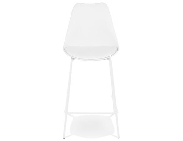 Tabouret snack mi-hauteur LEMON MINI blanc avec pied en métal blanc