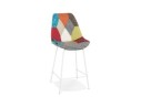 BS05970DIWH 5404028331781 Tabouret snack mi-hauteur CAPSUL MINI style patchwork avec pied en métal blanc