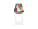 Tabouret snack mi-hauteur CAPSUL MINI style patchwork avec pied en métal blanc