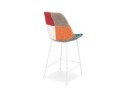 Tabouret snack mi-hauteur CAPSUL MINI style patchwork avec pied en métal blanc
