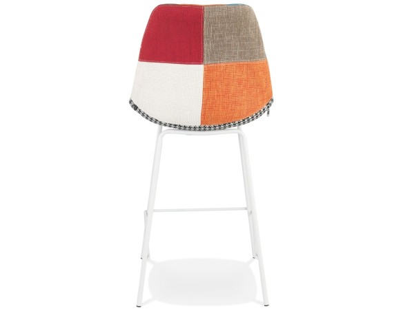 Tabouret snack mi-hauteur CAPSUL MINI style patchwork avec pied en métal blanc