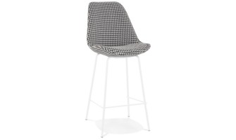 BS05990DIWH 5404028331828 Tabouret snack mi-hauteur SPARK MINI en tissu pied de poule et pieds en métal blanc