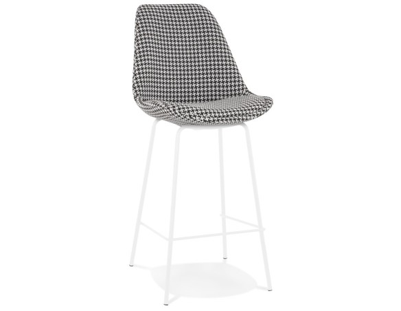 BS05990DIWH 5404028331828 Tabouret snack mi-hauteur SPARK MINI en tissu pied de poule et pieds en métal blanc