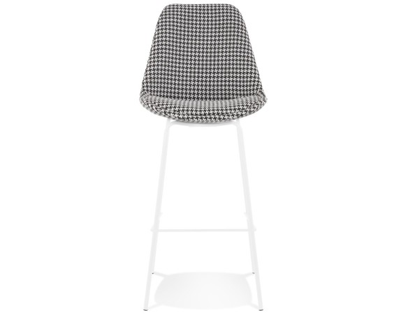 Tabouret snack mi-hauteur SPARK MINI en tissu pied de poule et pieds en métal blanc