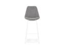 Tabouret snack mi-hauteur SPARK MINI en tissu pied de poule et pieds en métal blanc