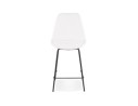 Tabouret snack mi-hauteur LEONIE MINI en tissu bouloché blanc et pied en métal noir