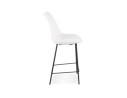 Tabouret snack mi-hauteur LEONIE MINI en tissu bouloché blanc et pied en métal noir