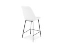 Tabouret snack mi-hauteur LEONIE MINI en tissu bouloché blanc et pied en métal noir