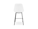 Tabouret snack mi-hauteur LEONIE MINI en tissu bouloché blanc et pied en métal noir