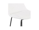 Tabouret snack mi-hauteur LEONIE MINI en tissu bouloché blanc et pied en métal noir