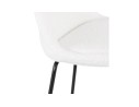 Tabouret snack mi-hauteur LEONIE MINI en tissu bouloché blanc et pied en métal noir