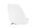 Tabouret snack mi-hauteur LEONIE MINI en tissu bouloché blanc et pied en métal noir