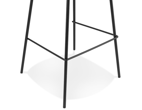 Tabouret snack mi-hauteur LEONIE MINI en tissu bouloché blanc et pied en métal noir