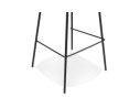 Tabouret snack mi-hauteur LEONIE MINI en tissu bouloché blanc et pied en métal noir