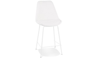 BS06260WHWH 5404028336960 Tabouret snack mi-hauteur LEONIE MINI en tissu bouloché blanc et pied en métal blanc