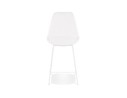 Tabouret snack mi-hauteur LEONIE MINI en tissu bouloché blanc et pied en métal blanc