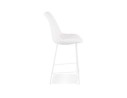 Tabouret snack mi-hauteur LEONIE MINI en tissu bouloché blanc et pied en métal blanc