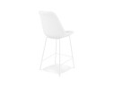 Tabouret snack mi-hauteur LEONIE MINI en tissu bouloché blanc et pied en métal blanc