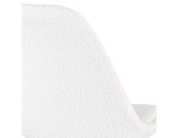 Tabouret snack mi-hauteur LEONIE MINI en tissu bouloché blanc et pied en métal blanc