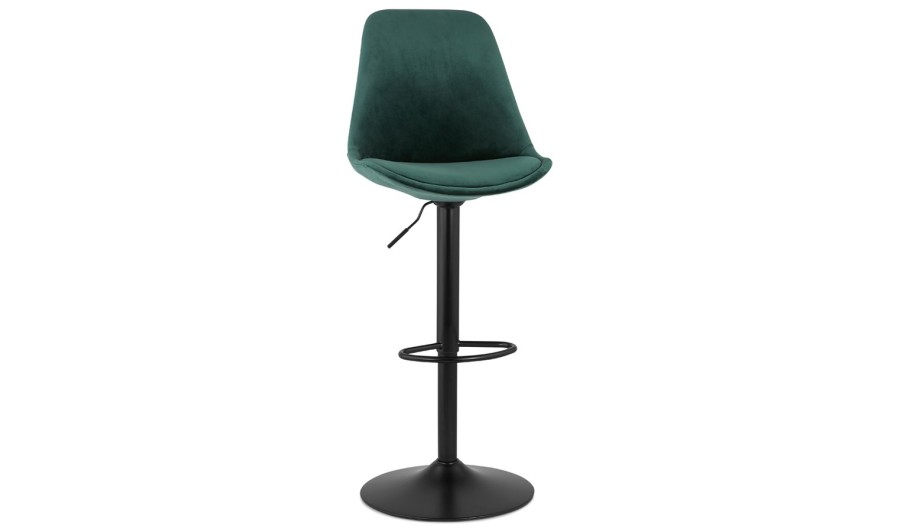 BS04620GEBL 5404028301845 Tabouret réglable MIKE en velours vert et pied noir