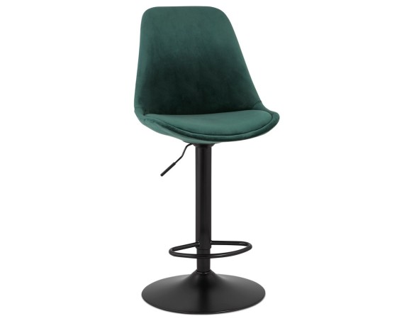 Tabouret réglable MIKE en velours vert et pied noir