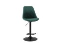 Tabouret réglable MIKE en velours vert et pied noir