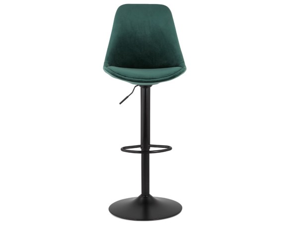 Tabouret réglable MIKE en velours vert et pied noir