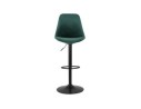 Tabouret réglable MIKE en velours vert et pied noir