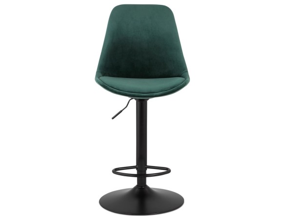 Tabouret réglable MIKE en velours vert et pied noir