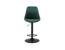 Tabouret réglable MIKE en velours vert et pied noir
