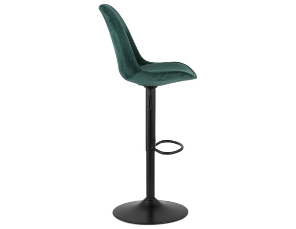 Tabouret réglable MIKE en velours vert et pied noir
